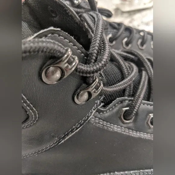 Mens Vintage Black Leather Outdoor Hiking Work Boots Gift 11