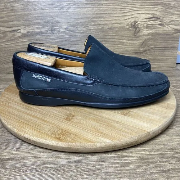 Mephisto Baduard Black Leather Smooth Nubuck Loafers Men’s Size 8 US Slip On