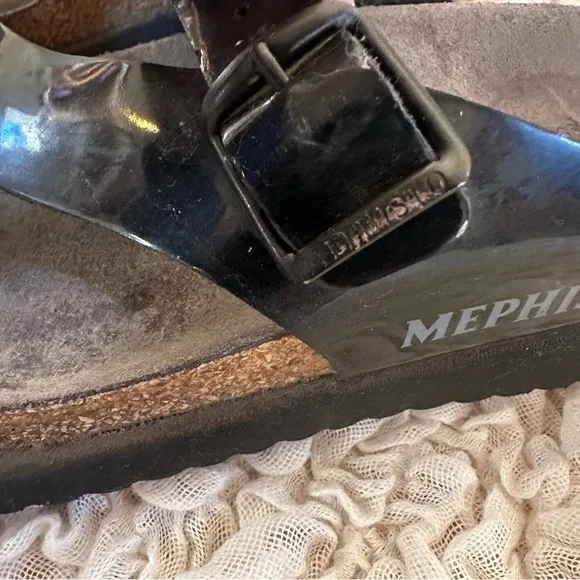 Mephisto Helen Black Patent Leather Sandal Size EU 41 US 11