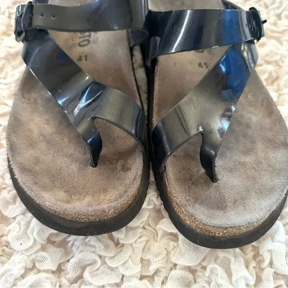 Mephisto Helen Black Patent Leather Sandal Size EU 41 US 11