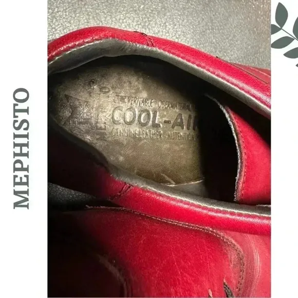 Mephisto Women’s Red Leather Lace Up Walking Shoe Wedge Size 7.5