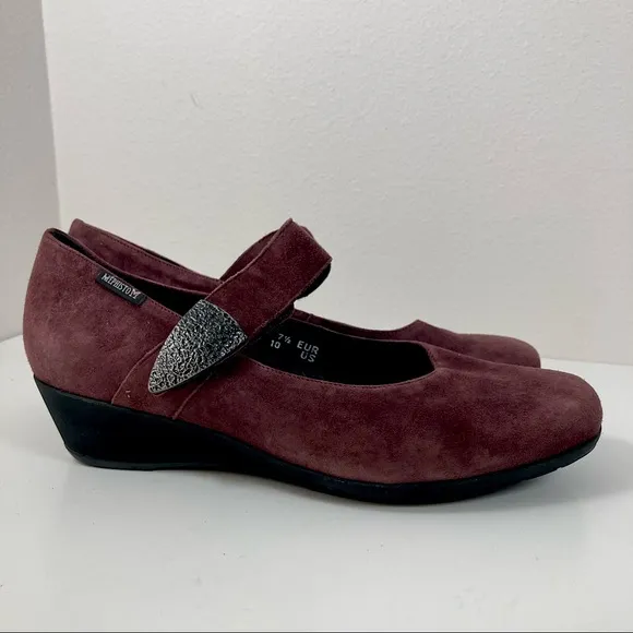 MEPHISTOPHELES Kimona Wedge Pump Mary Jane Purple Eggplant suede size 10 B015