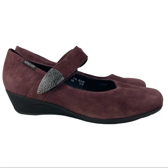 MEPHISTOPHELES Kimona Wedge Pump Mary Jane Purple Eggplant suede size 10 B015