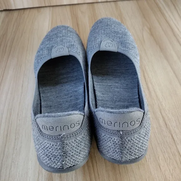Merinos womens grey slip on ballet flats shoes size 8.5