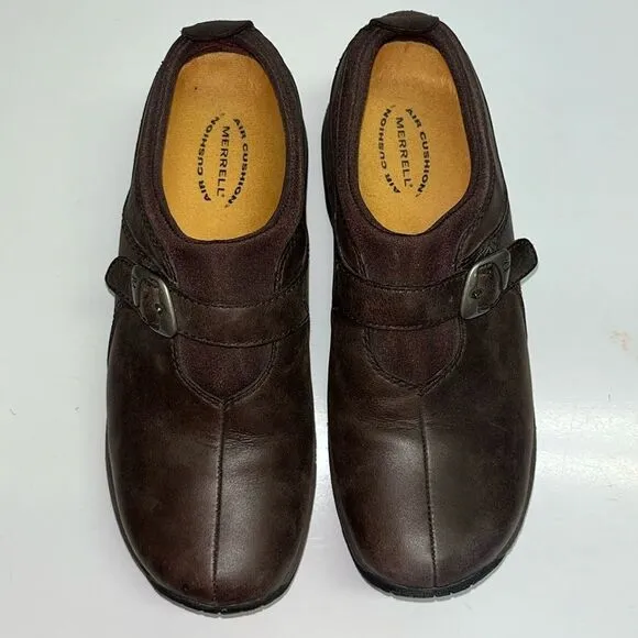 Merrell Brown Slip-on Faux Buckle Shoes- Size 8
