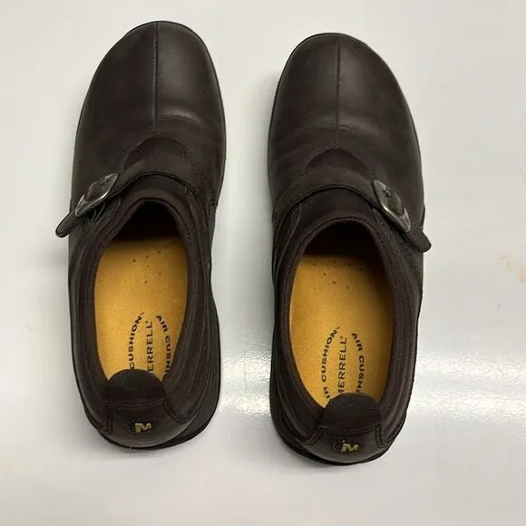 Merrell Brown Slip-on Faux Buckle Shoes- Size 8