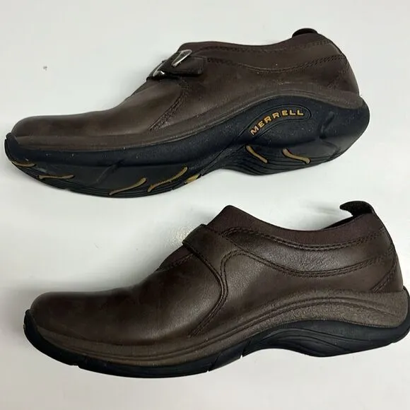 Merrell Brown Slip-on Faux Buckle Shoes- Size 8