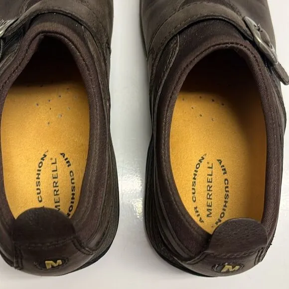 Merrell Brown Slip-on Faux Buckle Shoes- Size 8