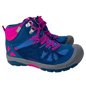 Merrell Capra Mid Waterproof Hiking Boots Kids Size 3M Blue Leather Logo MC55611