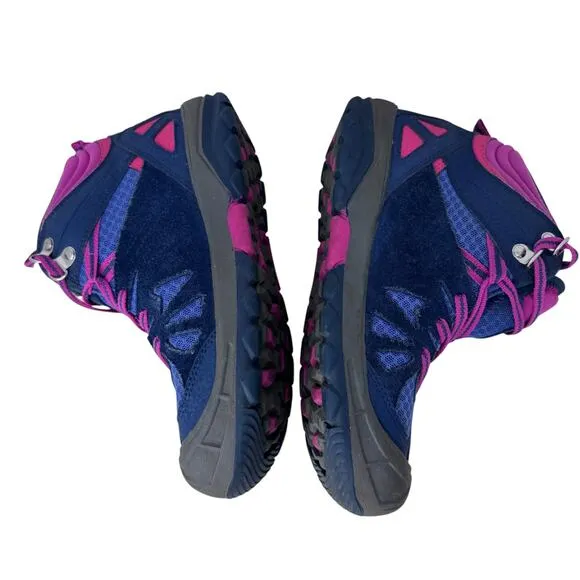 Merrell Capra Mid Waterproof Hiking Boots Kids Size 3M Blue Leather Logo MC55611