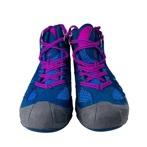 Merrell Capra Mid Waterproof Hiking Boots Kids Size 3M Blue Leather Logo MC55611