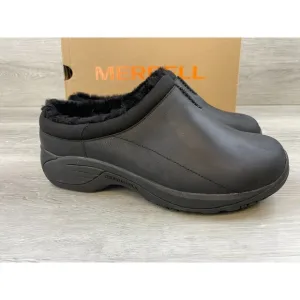 Merrell Encore Chill 2 J001909W Men's 8W Black Leather SlipOn Faux Fur Clog Shoe