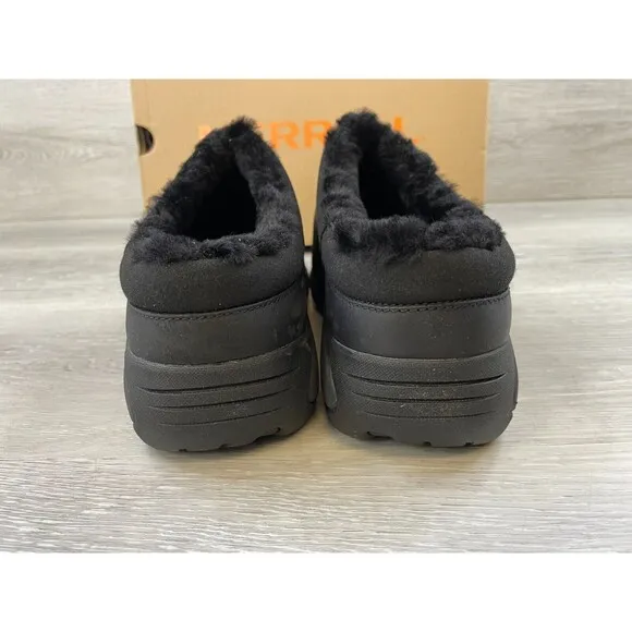 Merrell Encore Chill 2 J001909W Men's 8W Black Leather SlipOn Faux Fur Clog Shoe