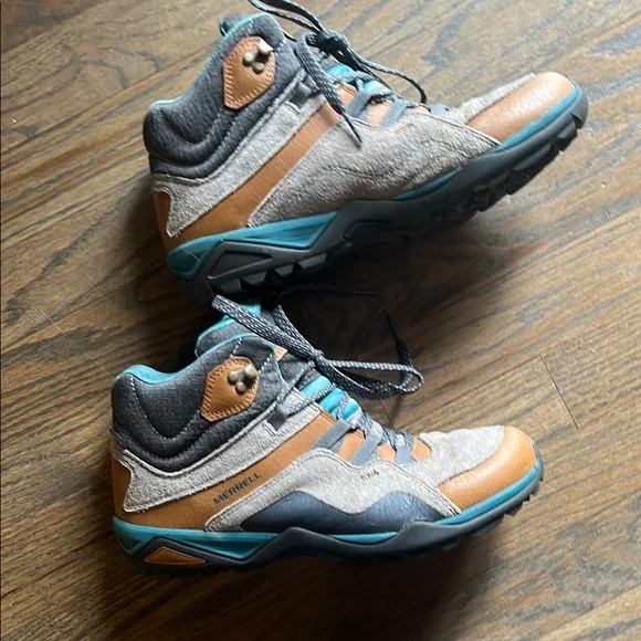 Merrell gray and Teal Hiking Boots