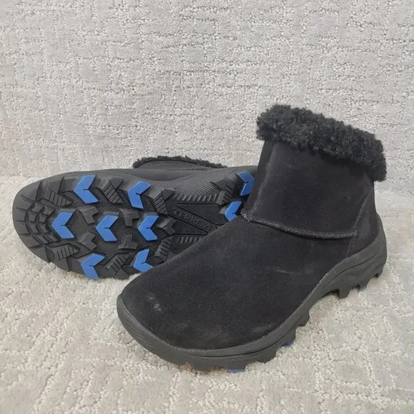 Merrell Icepak 2 Black Suede Insulated Waterproof Winter Ankle Boots Size 7.5