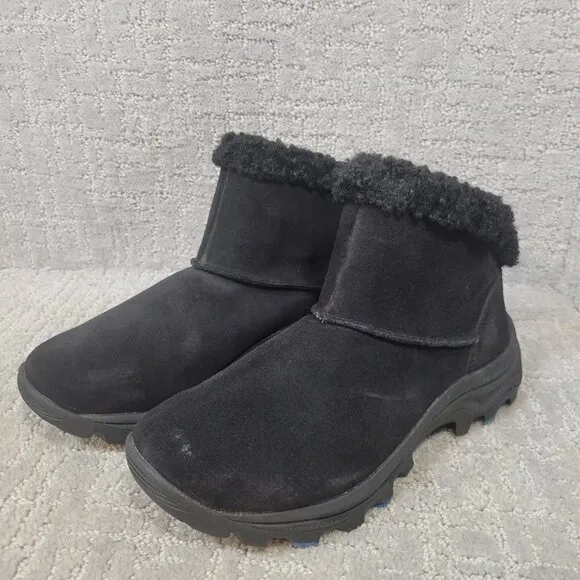 Merrell Icepak 2 Black Suede Insulated Waterproof Winter Ankle Boots Size 7.5