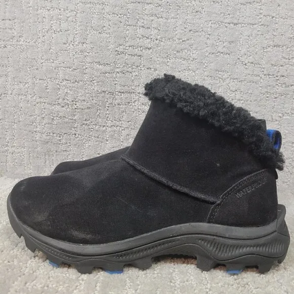 Merrell Icepak 2 Black Suede Insulated Waterproof Winter Ankle Boots Size 7.5