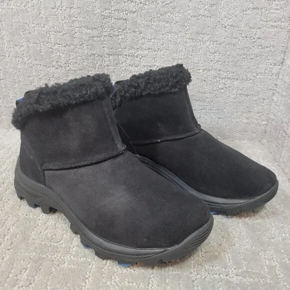Merrell Icepak 2 Black Suede Insulated Waterproof Winter Ankle Boots Size 7.5