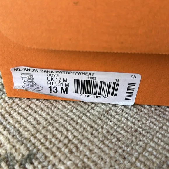 Merrell Kids Snow Bank 2.0 WaterProof Boots in Wheat