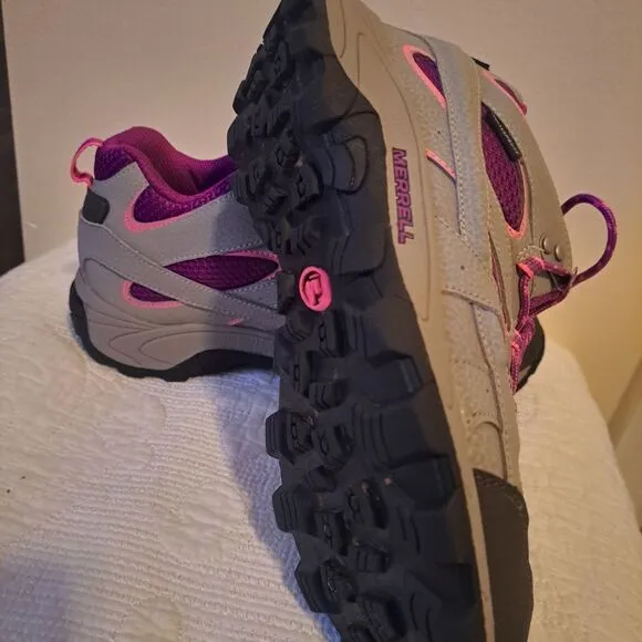 Merrell Moab 2 Mid Hiking Boots Big Kid Size 6M Waterproof BERRY GRAY