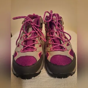 Merrell Moab 2 Mid Hiking Boots Big Kid Size 6M Waterproof BERRY GRAY