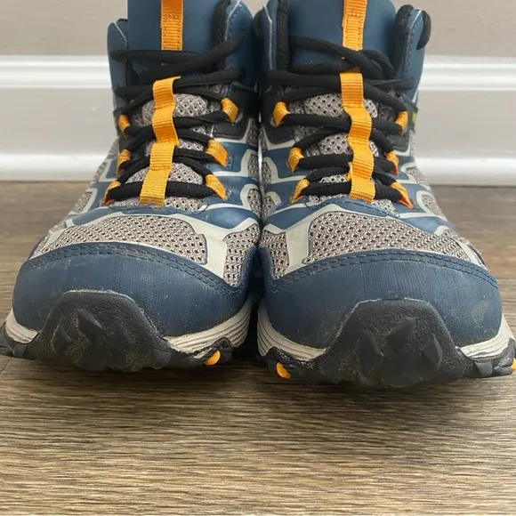 Merrell Moab FST Boys Blue And Gray Mid A/C Waterproof Hiking Boots, Boys Size 5