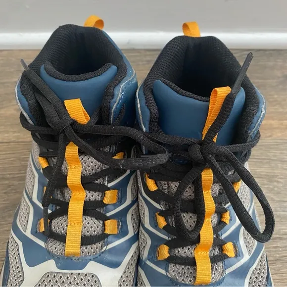 Merrell Moab FST Boys Blue And Gray Mid A/C Waterproof Hiking Boots, Boys Size 5