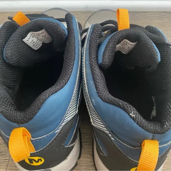 Merrell Moab FST Boys Blue And Gray Mid A/C Waterproof Hiking Boots, Boys Size 5
