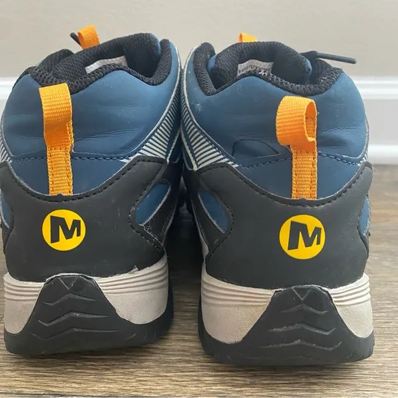 Merrell Moab FST Boys Blue And Gray Mid A/C Waterproof Hiking Boots, Boys Size 5