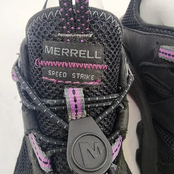 Merrell Speed Strike Black and Purple Hiking Shoes With Breathable Mesh Size 8
