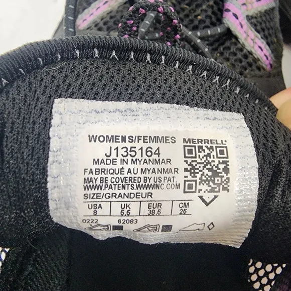 Merrell Speed Strike Black and Purple Hiking Shoes With Breathable Mesh Size 8