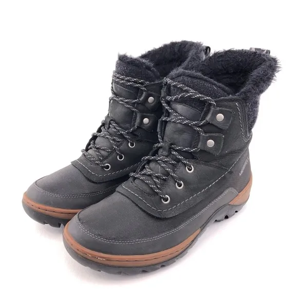 Merrell Sylva Mid Lace Waterproof Leather Winter Boots 8