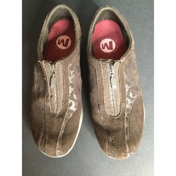 Merrell Women's Zip Espresso Suede Sneaker Walking Shoes Brown Size 8.5