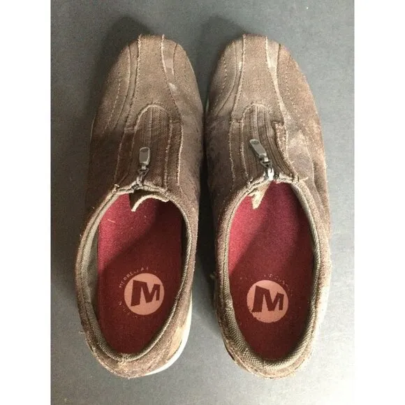 Merrell Women's Zip Espresso Suede Sneaker Walking Shoes Brown Size 8.5