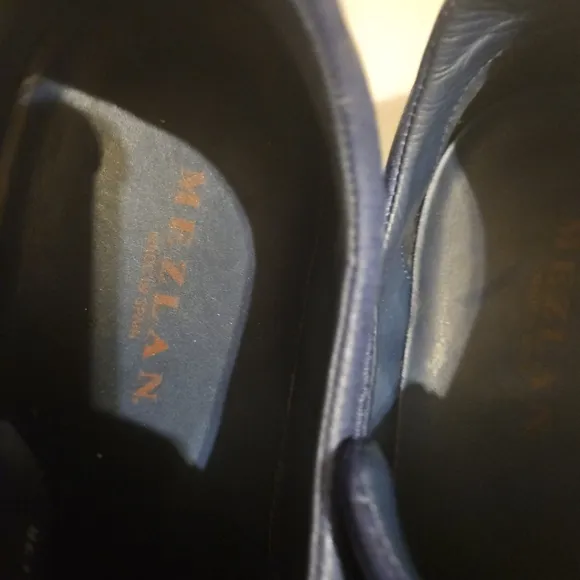 Mezlan Dress Sneaker Shoes Genuine Leather Calico Deerskin Slip On Navy Blue