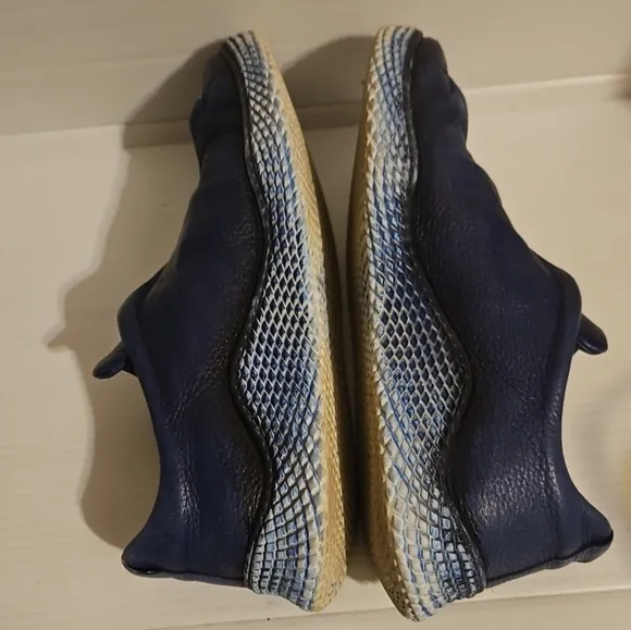 Mezlan Dress Sneaker Shoes Genuine Leather Calico Deerskin Slip On Navy Blue