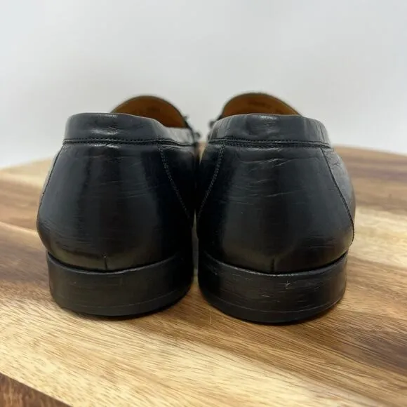 Mezlan Mens 9.5 Santander Black Tassel Kiltie Leather Loafer Slip On Dress Shoes