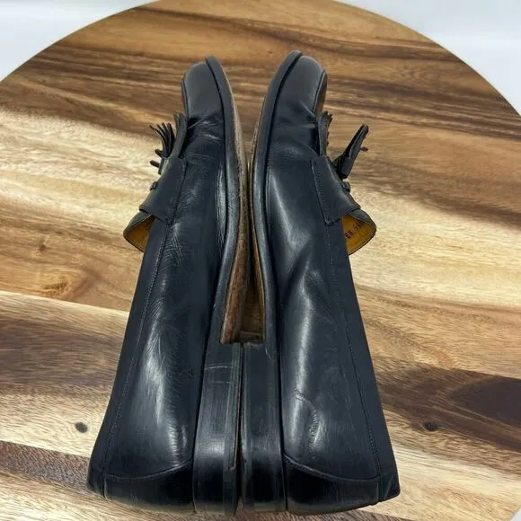 Mezlan Mens 9.5 Santander Black Tassel Kiltie Leather Loafer Slip On Dress Shoes