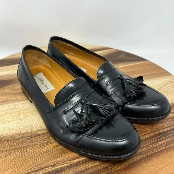 Mezlan Mens 9.5 Santander Black Tassel Kiltie Leather Loafer Slip On Dress Shoes