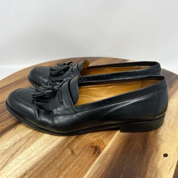 Mezlan Mens 9.5 Santander Black Tassel Kiltie Leather Loafer Slip On Dress Shoes
