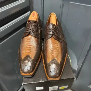 Mezlan Men's Platinum (Cedric) Genuine Dark Brown Ostrich/Rust, 12 Medium.