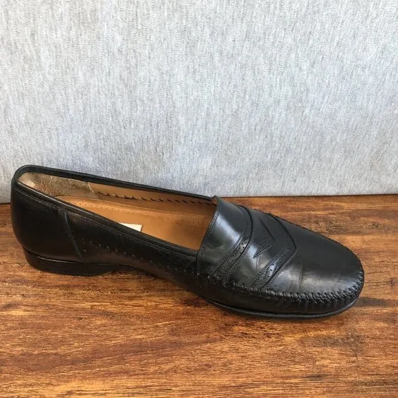 Mezlan Mens Size 10 Black Leather Loafers Causal Dress Shoes Slip On Spain
