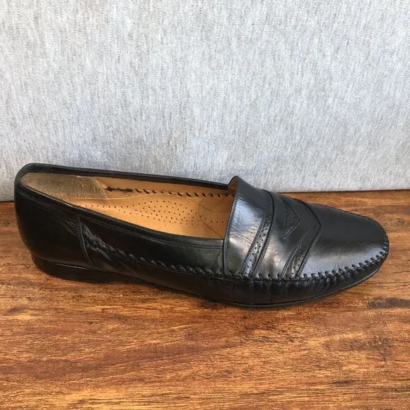 Mezlan Mens Size 10 Black Leather Loafers Causal Dress Shoes Slip On Spain