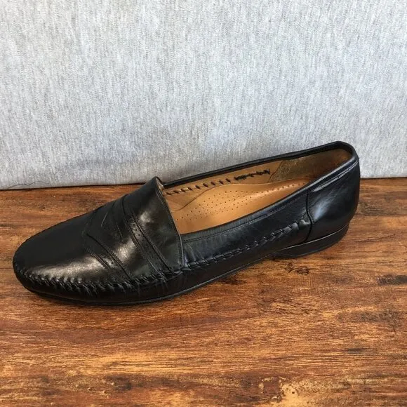 Mezlan Mens Size 10 Black Leather Loafers Causal Dress Shoes Slip On Spain