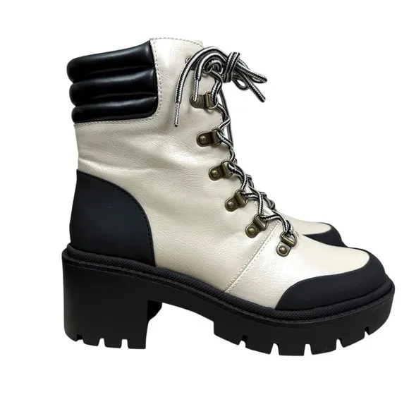 Michael by Michael Shannon Women Natacha Platform Boots Lug Soles Cream Size 8