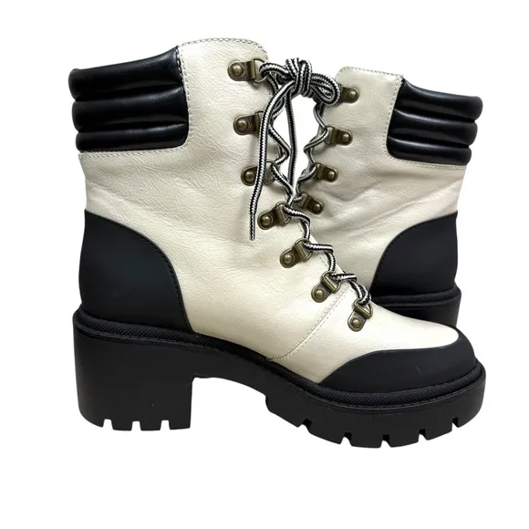 Michael by Michael Shannon Women Natacha Platform Boots Lug Soles Cream Size 8