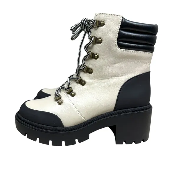 Michael by Michael Shannon Women Natacha Platform Boots Lug Soles Cream Size 8