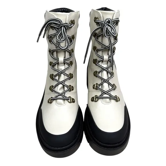 Michael by Michael Shannon Women Natacha Platform Boots Lug Soles Cream Size 8