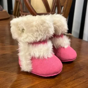 Michael Kors Baby Grace Fur boots crib booties shoes pink infant Girls Size 1