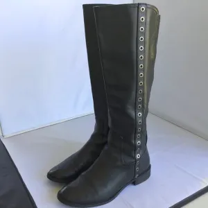 Michael Kors Dora Black Leather Retro Vintage 90s Stud Moto Knee Boots Size 9M